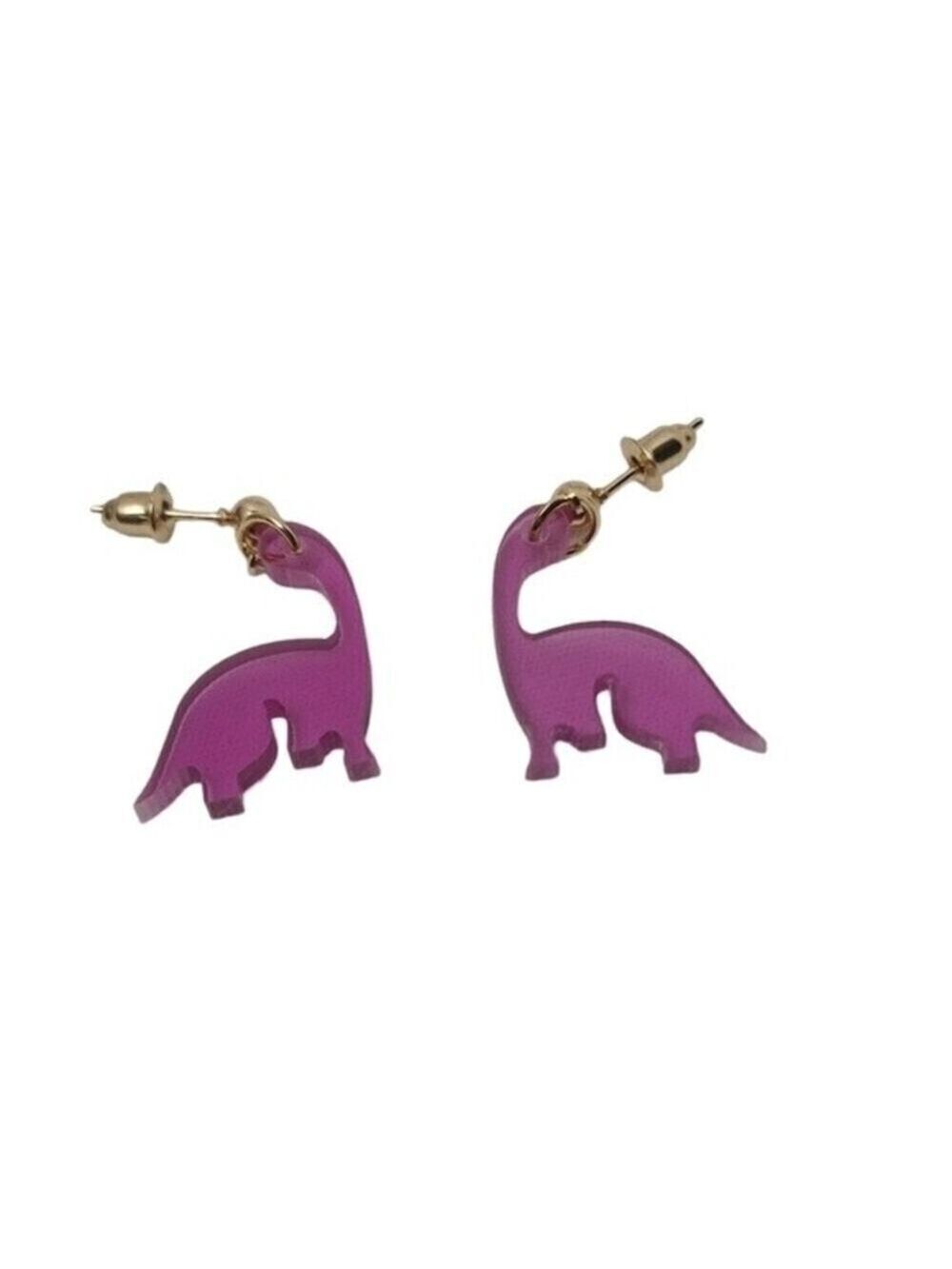 NWT Purple Long Neck Brachiosaurus Dinosaur Earrings